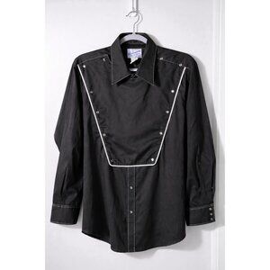 Rockmount Ranch Wear Tru-West Men’s 17 M Black Bib Front Pearl Snap. HL303